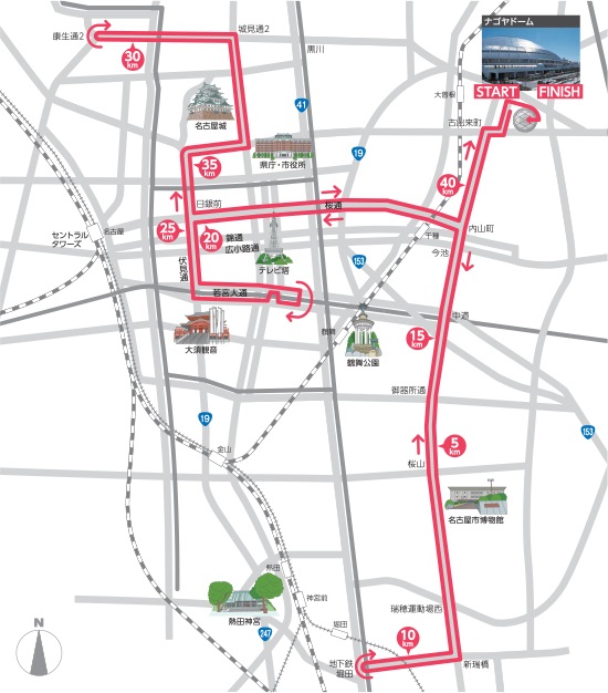 名古屋ウィメンズマラソン2021のコース図